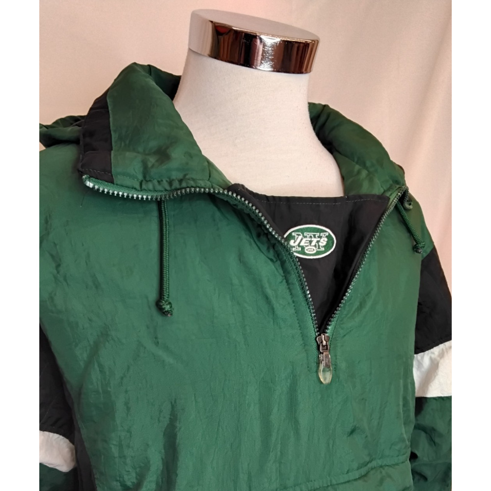 Vintage 90's NFL New York Jets Jacket Men's L 1/2 Zip Hooded Football #Z5805 - Picture 4 of 16